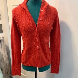 J. Crew Women's Vibrant Burnt Orange Cable Knit Cardigan